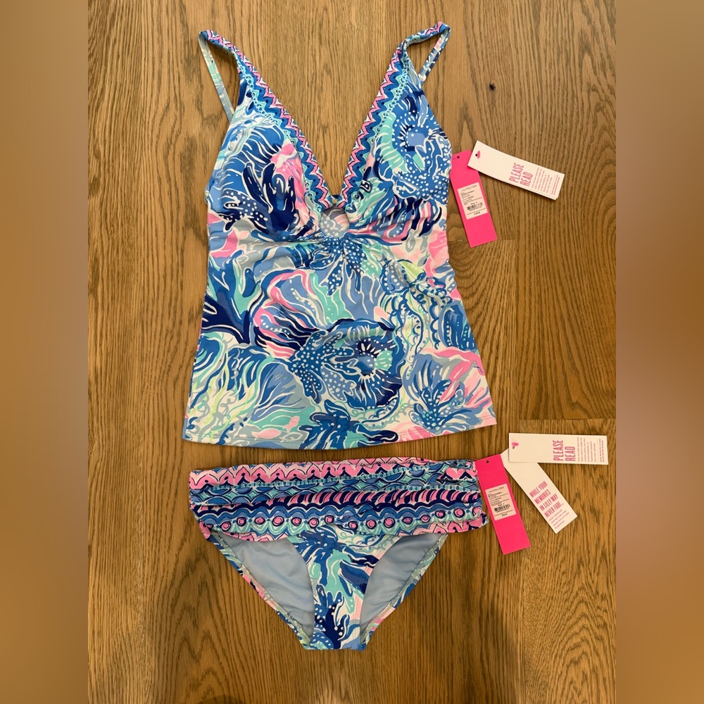 Lilly Pulitzer Blue and Pink Tankini Set